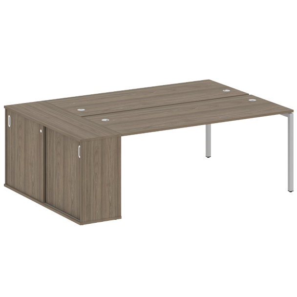 Metal System Quattro Р. ст. с шкафом-купе на П-образном м/к 40БП.РС-СШК-1.5 Т Вяз/Серый металл 2210*1475*750 - Вид 1