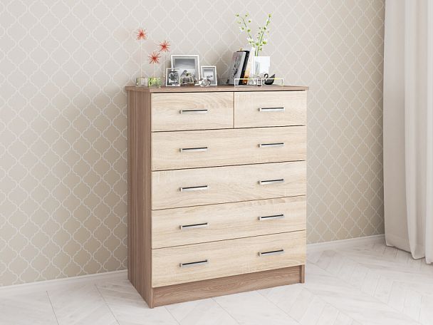 Комод Катрин 5 (990х820х435) ясень шимо/дуб сонома - Вид 1