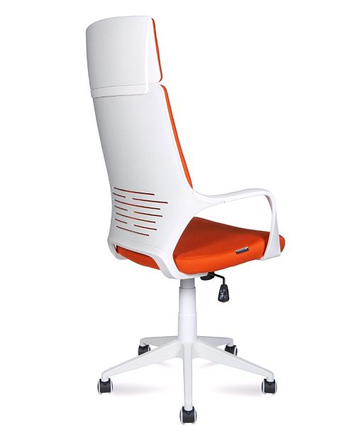 Кресло офисное / IQ / (White plastic orange) белый пластик /оранжевая ткань - Вид 4