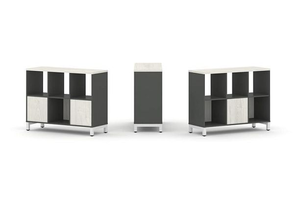 Style Project Набор стеллажа 2-х сторон., 2 яр. SN.NSD-231 Антрацит/Дуб Наварра/Металл Белый 1121*40 - Вид 1