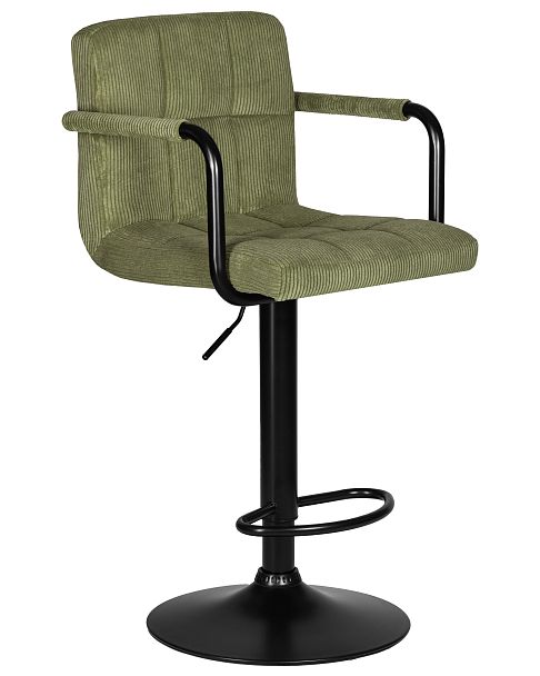 Стул барный DOBRIN KRUGER ARM BLACK (зеленый вельвет (LAR-E2041-7)) - Вид 2