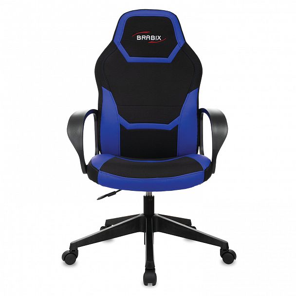 Кресло компьютерное BRABIX "Alpha GM-018", ткань/экокожа, черное/синее, 532638, GM-018_532638 - Вид 5