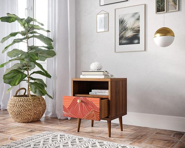 Тумбочка Berber с одним ящиком 49 принт арт BB06/Print_49, разноцветная - Вид 2