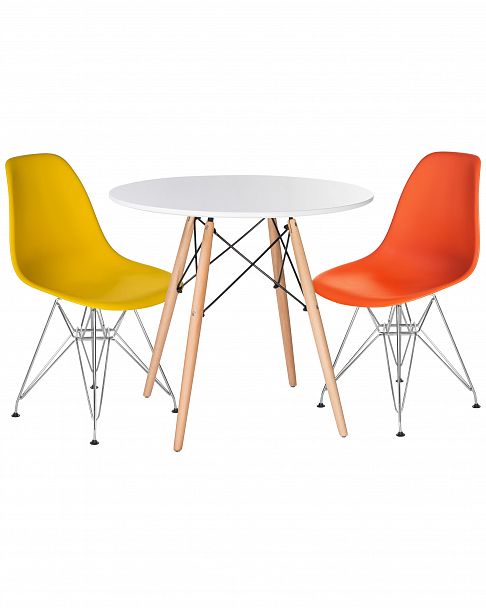 Стол обеденный DOBRIN CHELSEA`80 (ножки светлый бук, столешница белая) - Вид 4