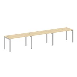 Metal System Quattro Р. ст. на 3 раб. места на П-образном м/к 50БП.СМ-3.3 Акация/Серый металл 4200*720*750 - Фото предпросмотра