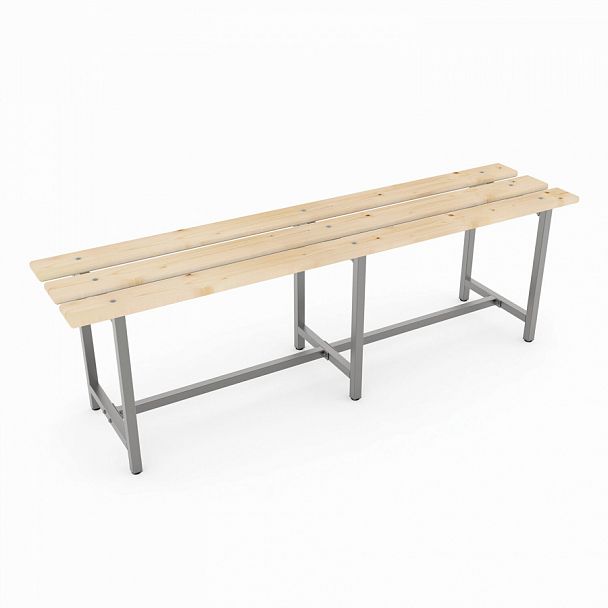 Скамья деревянная на металлокаркасе "СТ 3", 1500х350х460 мм, каркас металлический серый, сиденье дерево - Вид 1