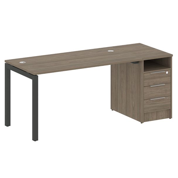 Metal System Quattro Р. ст. с тумбой на П-образном м/к 50БП.РС-СТП-1.3 Вяз/Антрацит металл 1812*720*750 - Вид 1