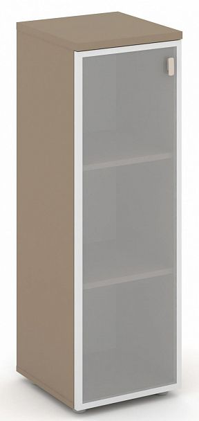 Шкаф средний узкий (1 средний фасад стекло в раме сатин матовый) "ESTETICA" ES.SU-2.4R Латте/Сатин матовый - Вид 1