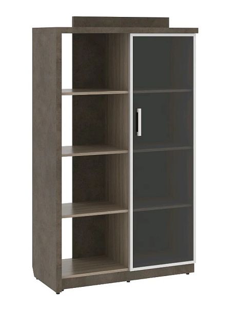 WOOD STONE Шкаф со стеклянной дверью правый СФ-534182 Дрифтвуд / Бетон Чикаго темный Wood stone кабинет руковод  без цвета - Вид 1