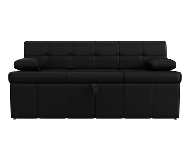 Кухонный прямой диван Лео (полностью экокожа черная) - Вид 2