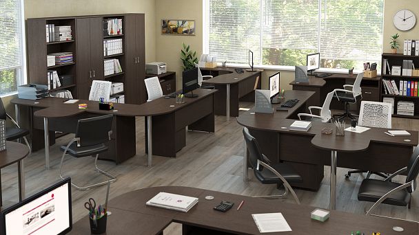 Стол эргономичный левый Trend 140x90x75 орех - Вид 9