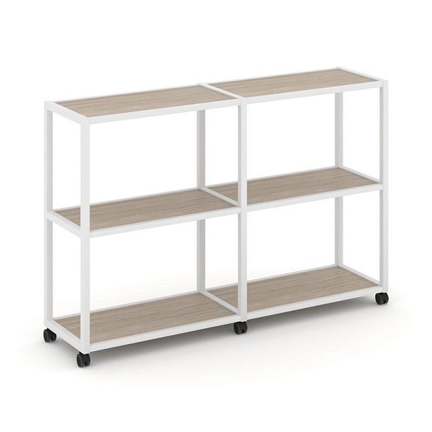 Shelf Mobile Стеллаж 3 уровня 2 секции VR.LT-STK-311.10 Дуб Аттик/Металл Белый 1970*400*1046 - Вид 1