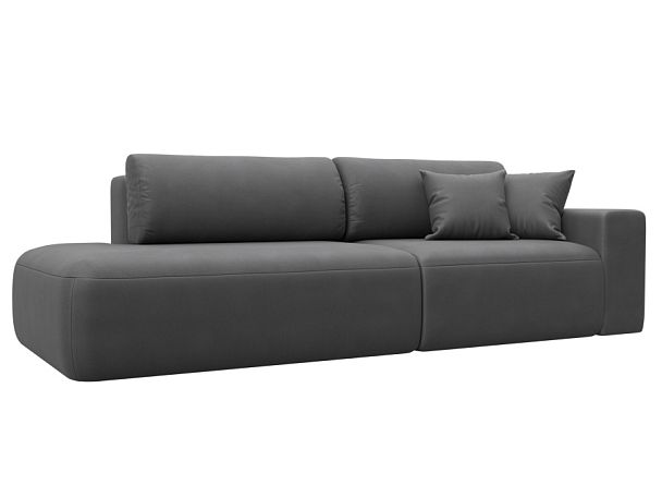 Диван прямой Лига-036 НПБ Модерн подлокотник справа Искусственная замша серый - Вид 1