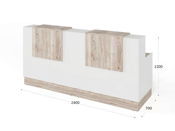 RTD085-240-MA ТАНДЕМ / TANDEM Стойка ресепшн 2-240 2400х700х1200 Дуб Маувелла - Вид 3