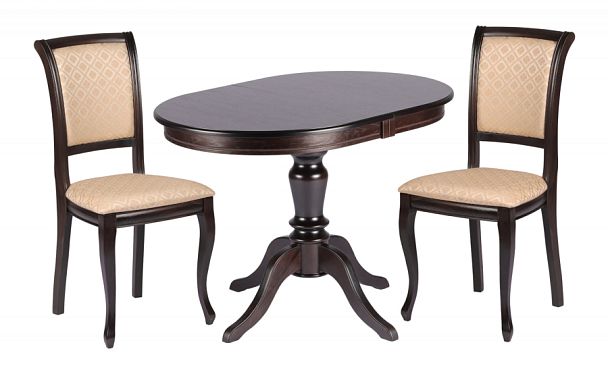 Обеденная группа стол Анфея 110(150)х75х76 Венге и 2 стула Арктос Венге/Бежевый жаккард - Вид 1