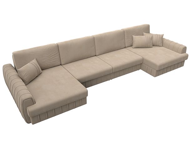Диван П-образный Лига-057 НПБ Лонг Велюр бежевый - Вид 6