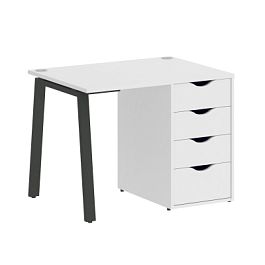 Home Office Стол письменный VR.SP-3-98.4.A Белый бриллиант/Антрацит металл 980*720*750 - Фото предпросмотра