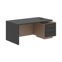 Стол руководителя с тумбой VCT 1890(R) Яшма черный/Бронза браш/Кобра 1800х900х750 VELION - Фото предпросмотра