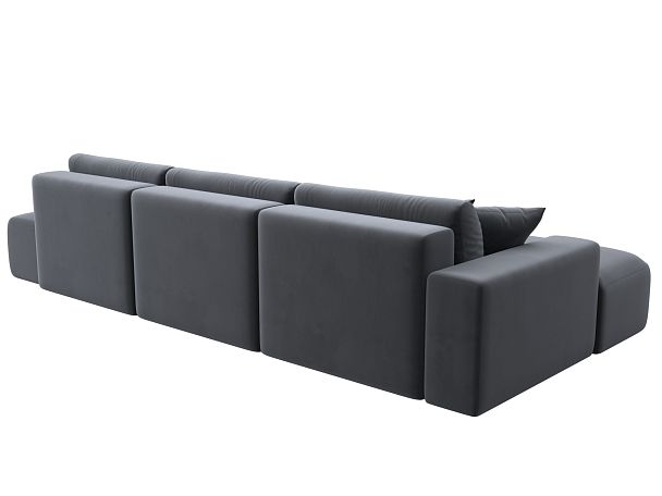 Диван угловой Лига-036 Модерн Лонг левый угол Велюр серый - Вид 6