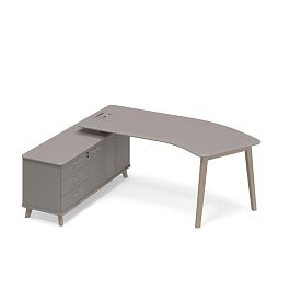 Стол руководителя эргономичный на опорной тумбе левый (тип 5) WOOD Time wood ТМ В2 125 ВЛ ВЛ ВЛ мокко премиум - Фото предпросмотра