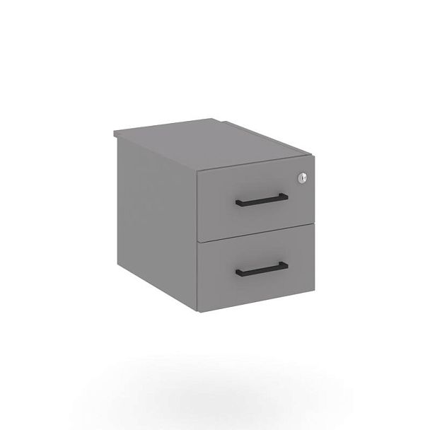 Стайл Проджект Тумба с двумя ящиками SN.TP-031 Серый Пепел/Черный Ручки 343*453*356 - Вид 1