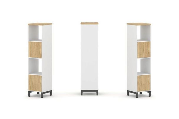 Стайл Проджект Набор стеллажа 1 сторон., 4 яр. SN.NS-411 Белый/Тиквуд Светлый/Металл Антрацит 387*40 - Вид 1