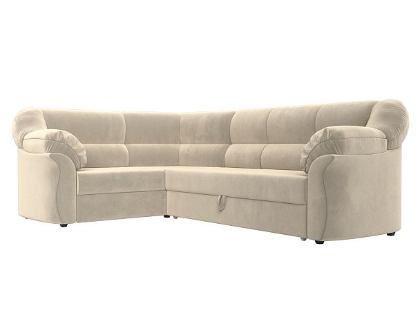 Диван угловой Карнелла левый (полностью микровельвет бежевый) - Вид 3