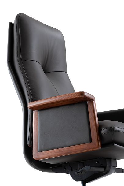 Кресло офисное Vivaldi black / черная кожа / деревянная крестовина - Вид 9