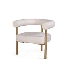 Кресло Biggi, букле Turin ivory / опоры золото - Фото предпросмотра