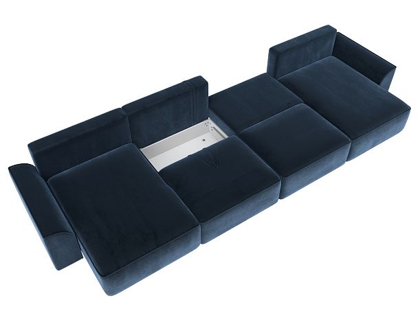 Диван п-образный Лига-048 НПБ лонг Велюр синий - Вид 8