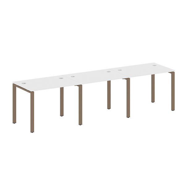 Metal System Р. ст. на 3 раб. места на П-образном м/к БП.СМ-3.1 Белый/Мокко металл 3000*720*750 - Вид 1