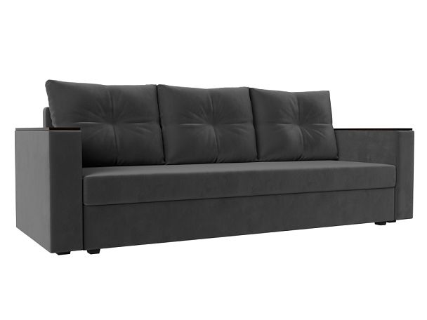 Диван прямой Атланта Лайт без стола (полностью велюр серый) - Вид 1