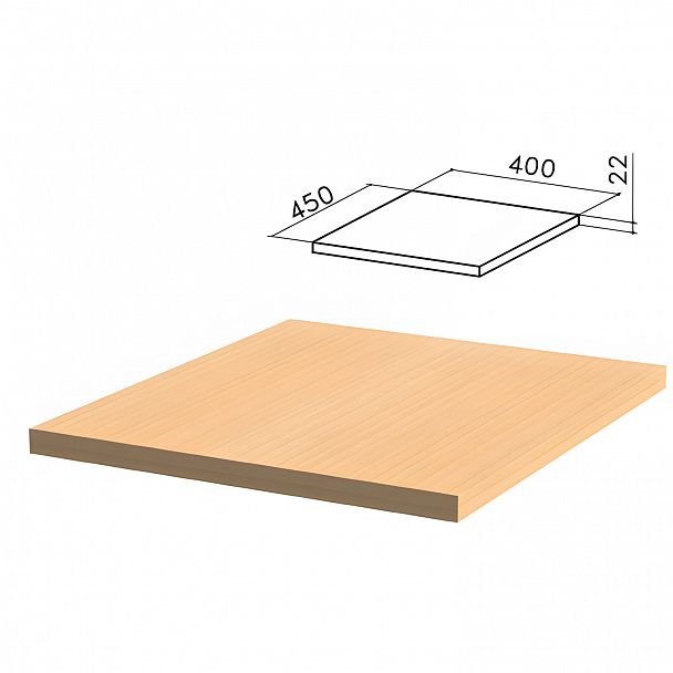 Крышка для тумбы приставной (код 640144) "Монолит", 400х450х22 мм, бук бавария, ТМ01.1 - Вид 2