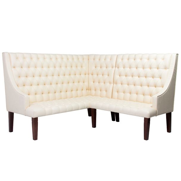 Угловой диван Брен, экокожа Galaxy Milk, ножки бук - Вид 1