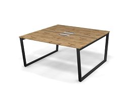 MATRIX 121S205-V Стол прямой двойной, пров-ик Merida (V-опоры) 1580х1590х775 Дуб Крафт/Темно-серый - Фото предпросмотра