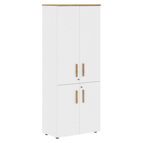 Шкаф с глухими средними и малыми дверьми FHC 80.3(Z) Белый премиум/Дуб Гамильтон 802х429х1983 - Вид 1