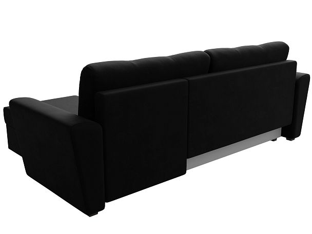 Угловой диван Амстердам Лайт правый (полностью микровельвет черный) - Вид 6