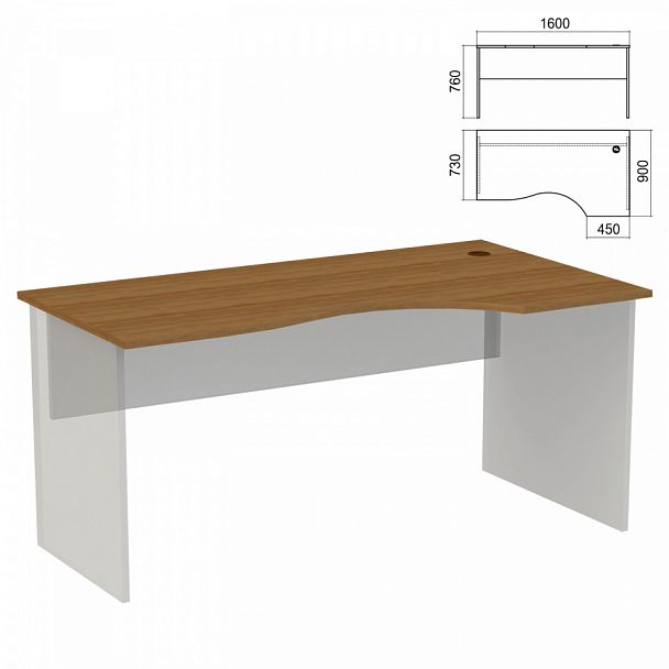 Стол эргономичный ЧАСТЬ 1 "Арго", 1600х900х760 мм, правый, орех - Вид 1