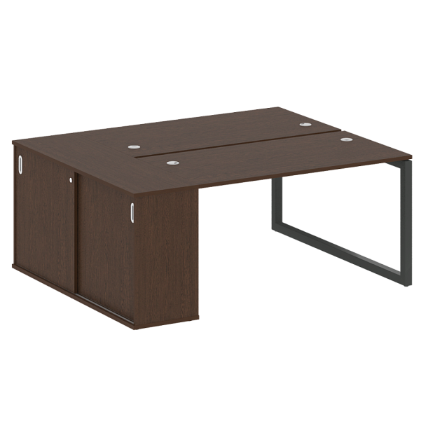 Metal System Quattro Р. ст. с шкафом-купе на О-образном м/к 50БО.РС-СШК-1.3 Т Венге/Антрацит металл 1810*1475*750 - Вид 1