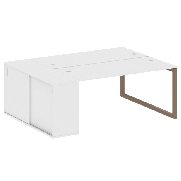 Metal System Quattro Р. ст. с шкафом-купе на О-образном м/к 50БО.РС-СШК-1.4 Т Белый/Мокко металл 2010*1475*750 - Вид 1