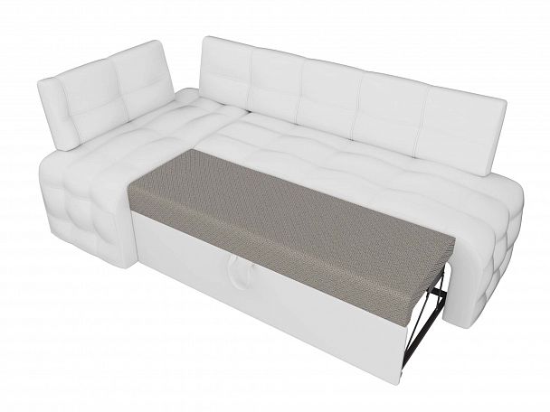Кухонный угловой диван Люксор левый (полностью экокожа белая) - Вид 5