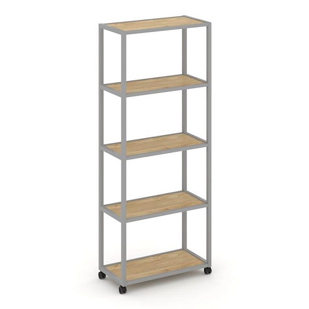 Shelf Mobile Стеллаж 5 уровней 1 секция VR.LT-STK-501.08 Тиквуд Светлый/Металл Серый 800*400*2000 - Вид 1