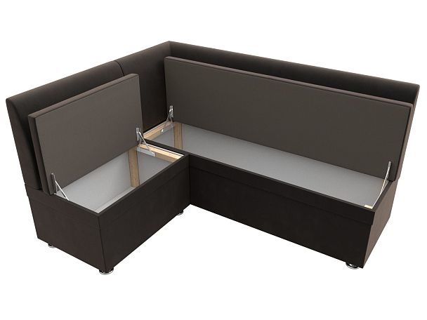 Кухонный угловой диван Уют левый (полностью велюр коричневый) - Вид 7