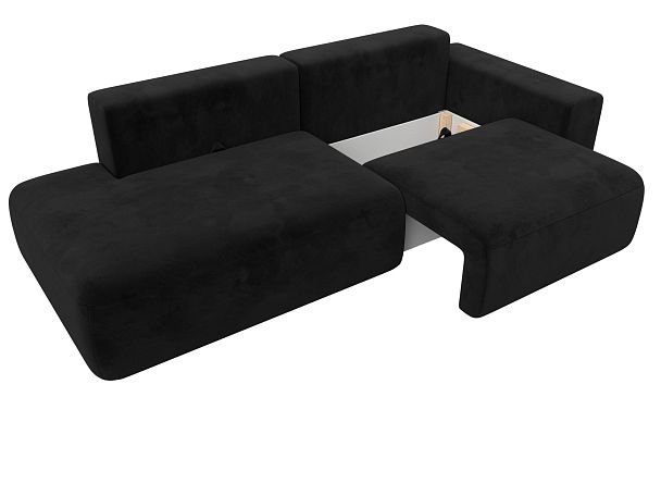 Диван прямой Лига-036 Модерн подлокотник справа Велюр черный - Вид 7