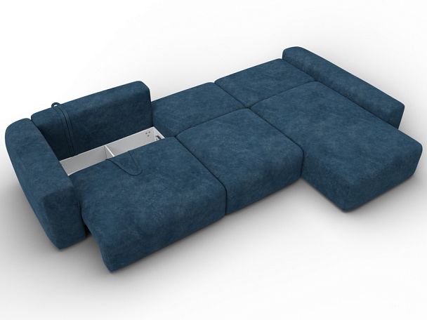 Диван угловой Лига-066 НПБ Лонг угол правый Велюр синий - Вид 10