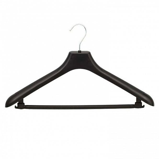 Вешалка-плечики, размер 48-50, пластик, анатомическая, перекладина, крючки для бретелей, черный, С024/С044 - Вид 4