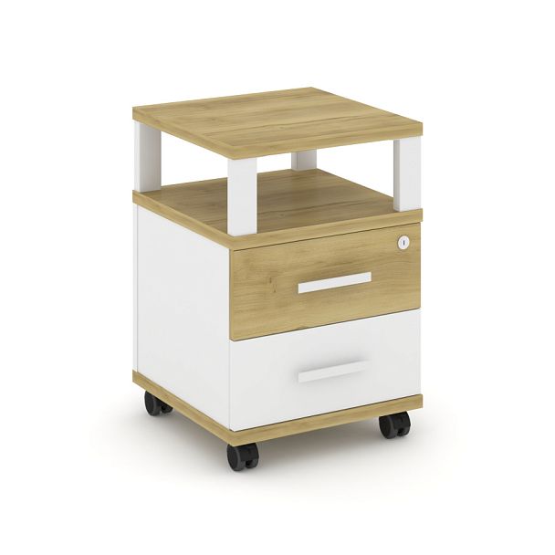 Concept Тумба мобильная 2 ящ. с надставкой CN.TUM-002 W Дуб Винченцо/Белый Бриллиант/Металл Белый 420*420*615 - Вид 1