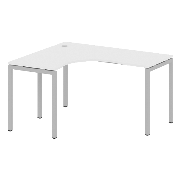 Metal System Quattro Стол криволинейный левый на П-образном м/к 40БП.СА-3 (L) Белый/Серый металл 1400*1200*750 - Вид 1