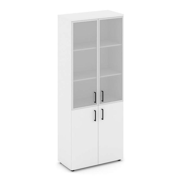 Стайл Проджект Шкаф высокий широкий SN.STS.E-103 Белый/Сатин/Черный Ручки 796*400*1982 - Вид 1