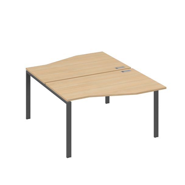 Рабочая станция каркас UNO столы (2х140) Техно A4 А4 Б1 190 БП натуральный дуб / металлокаркас антрацит - Вид 1